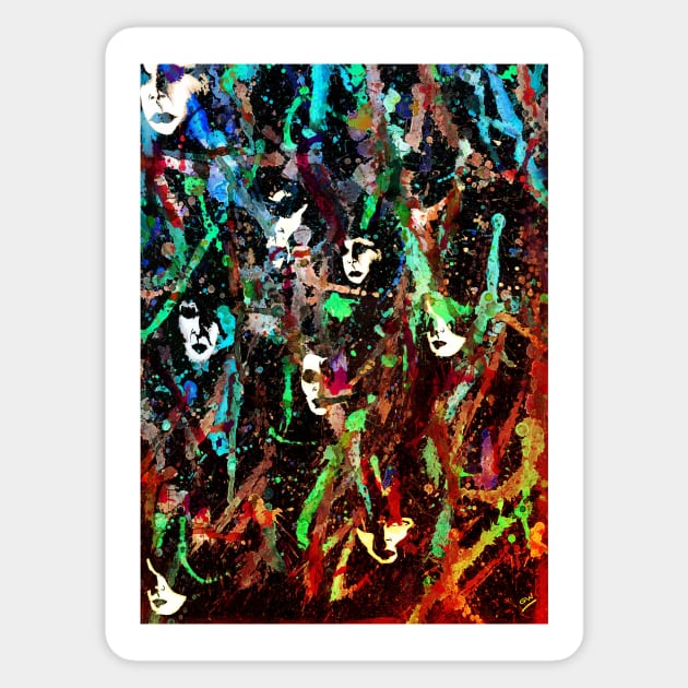 The Crowd Abstract Art/ Portrait painting Sticker by grantwilson